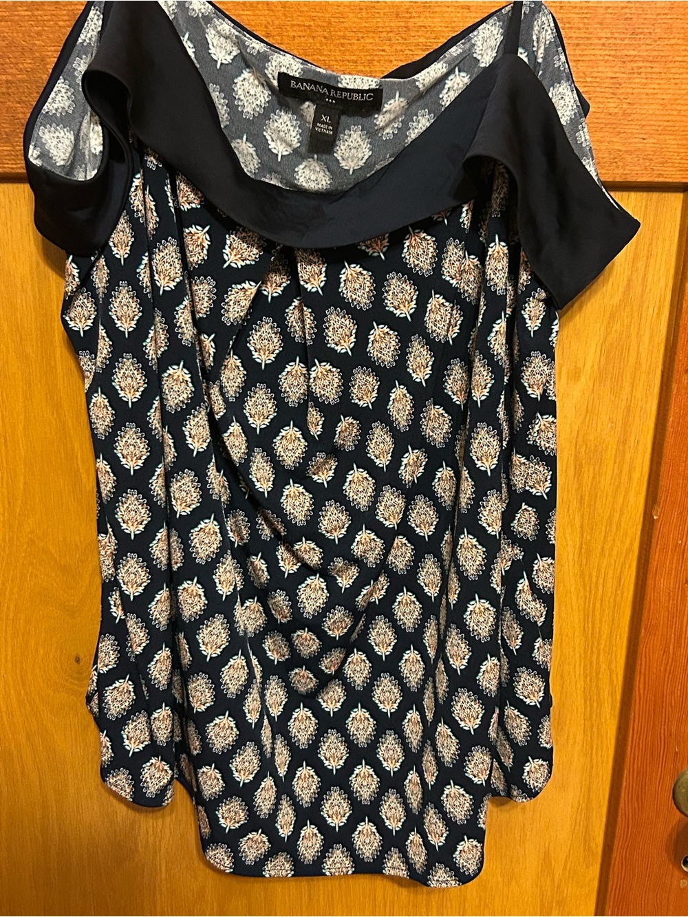 Banana Republic Navy Printed Off‑Shoulder Camisole